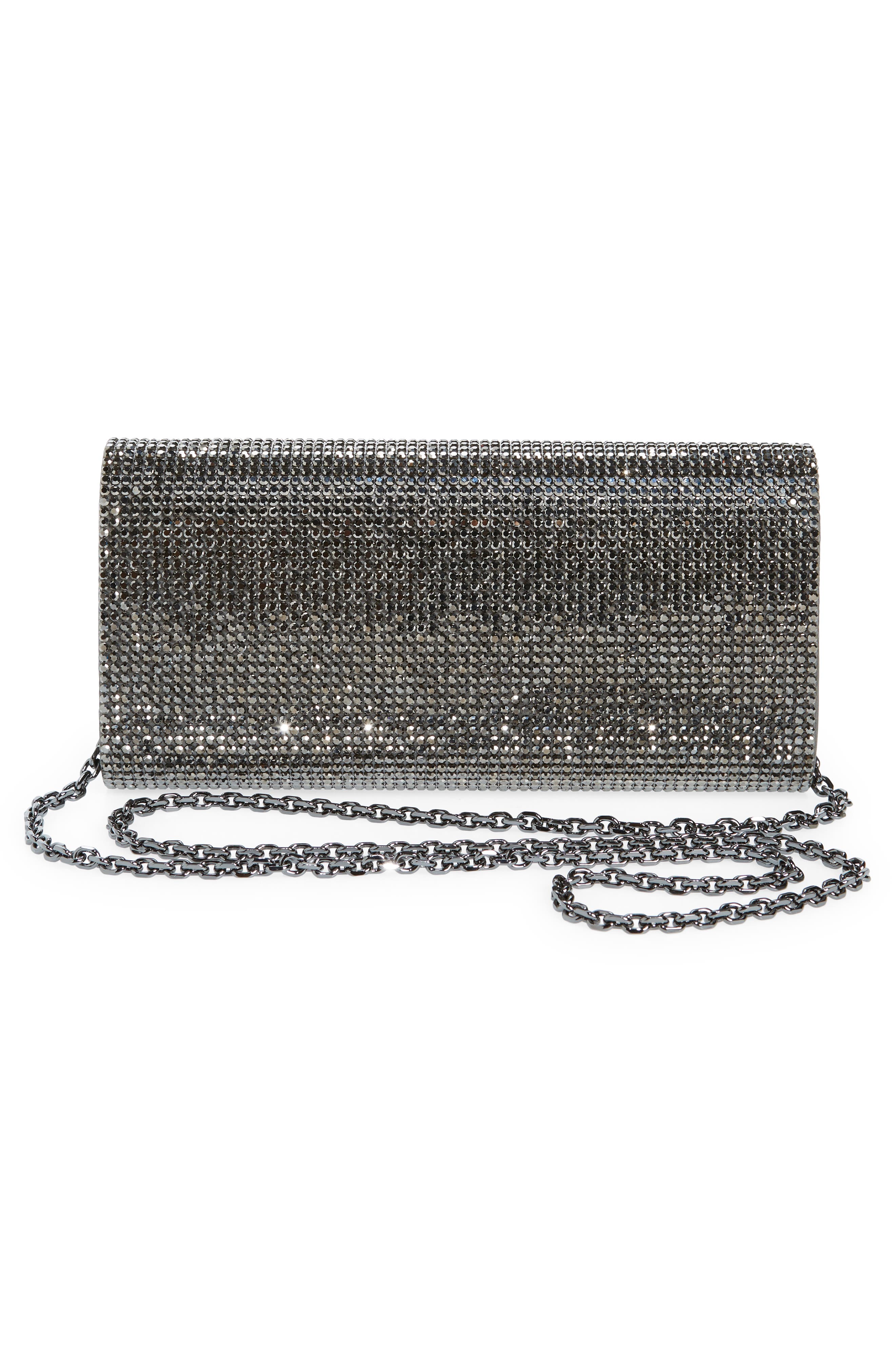 Perry Embellished Satin Clutch, Alternate, color, EBONIZED HEMATITE