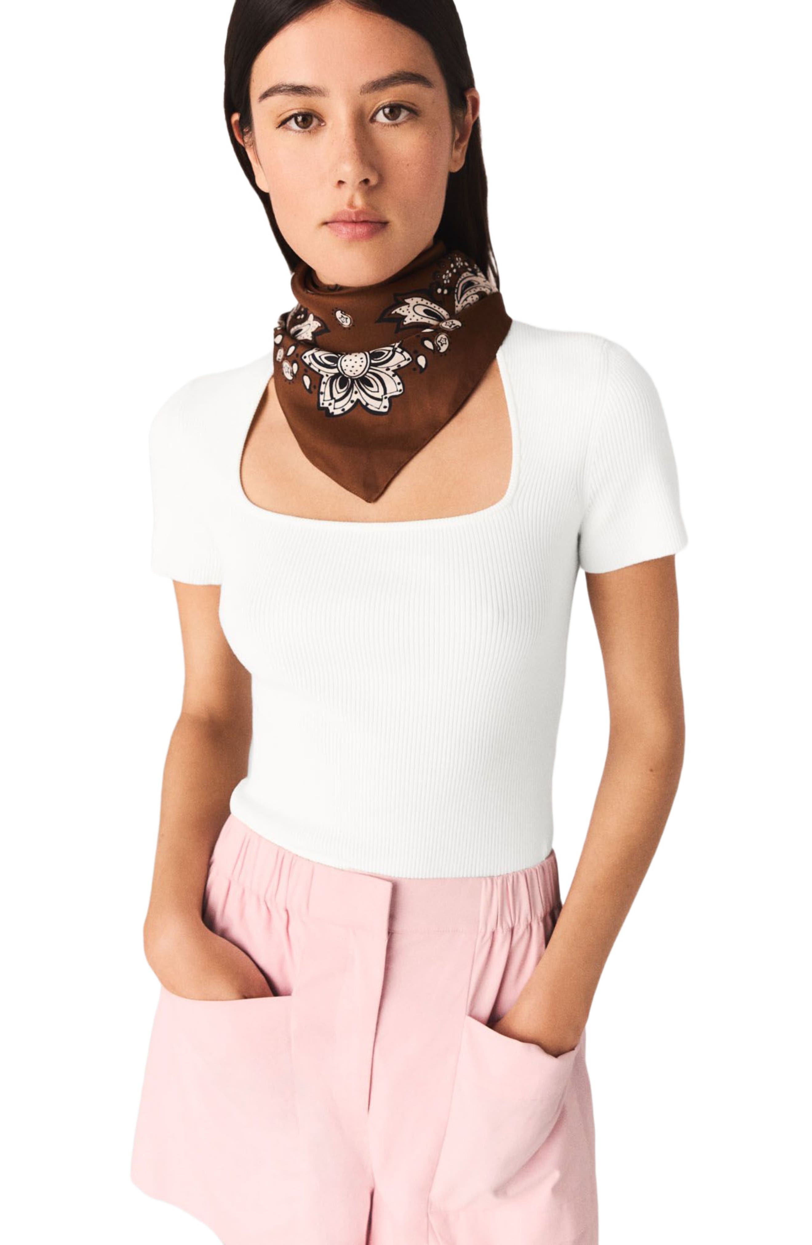 Square-neck ribbed sweater