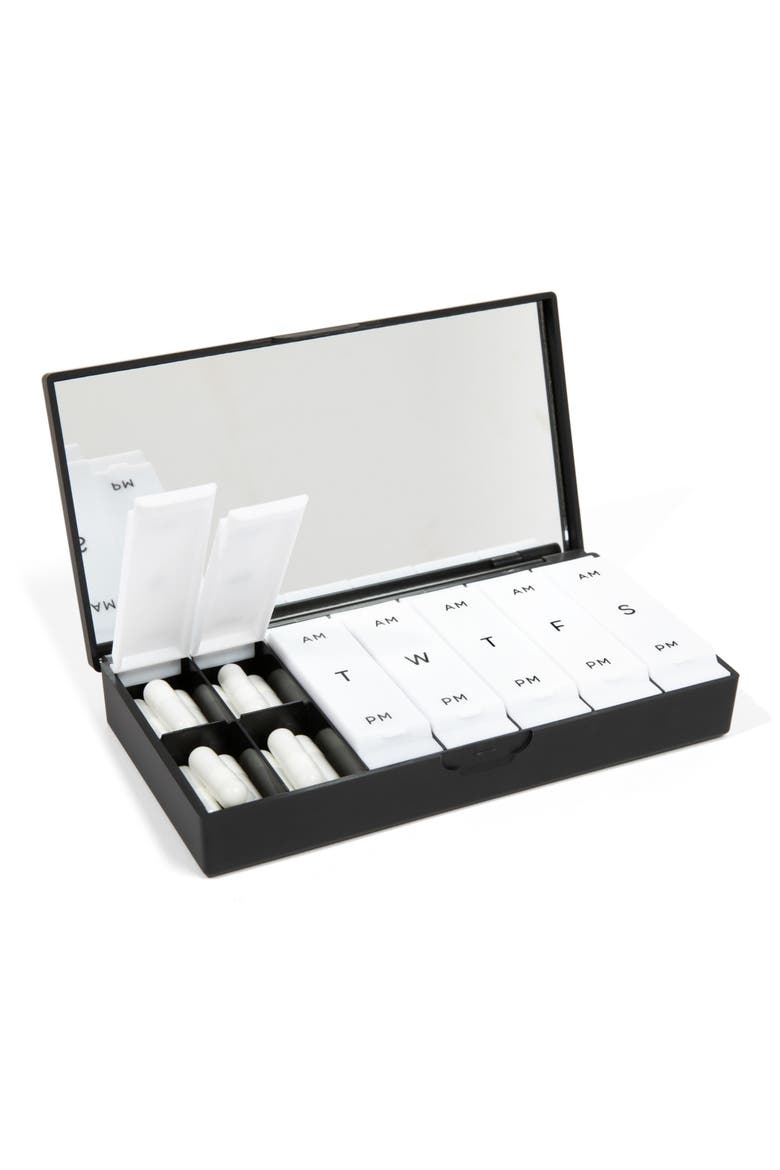 AM & PM Pill Box, Alternate, color, BLACK