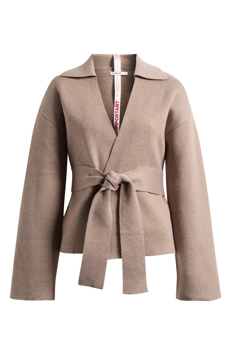HOUSE OF CB Fallon Contour Belted Cardigan, Main, color, Taupe