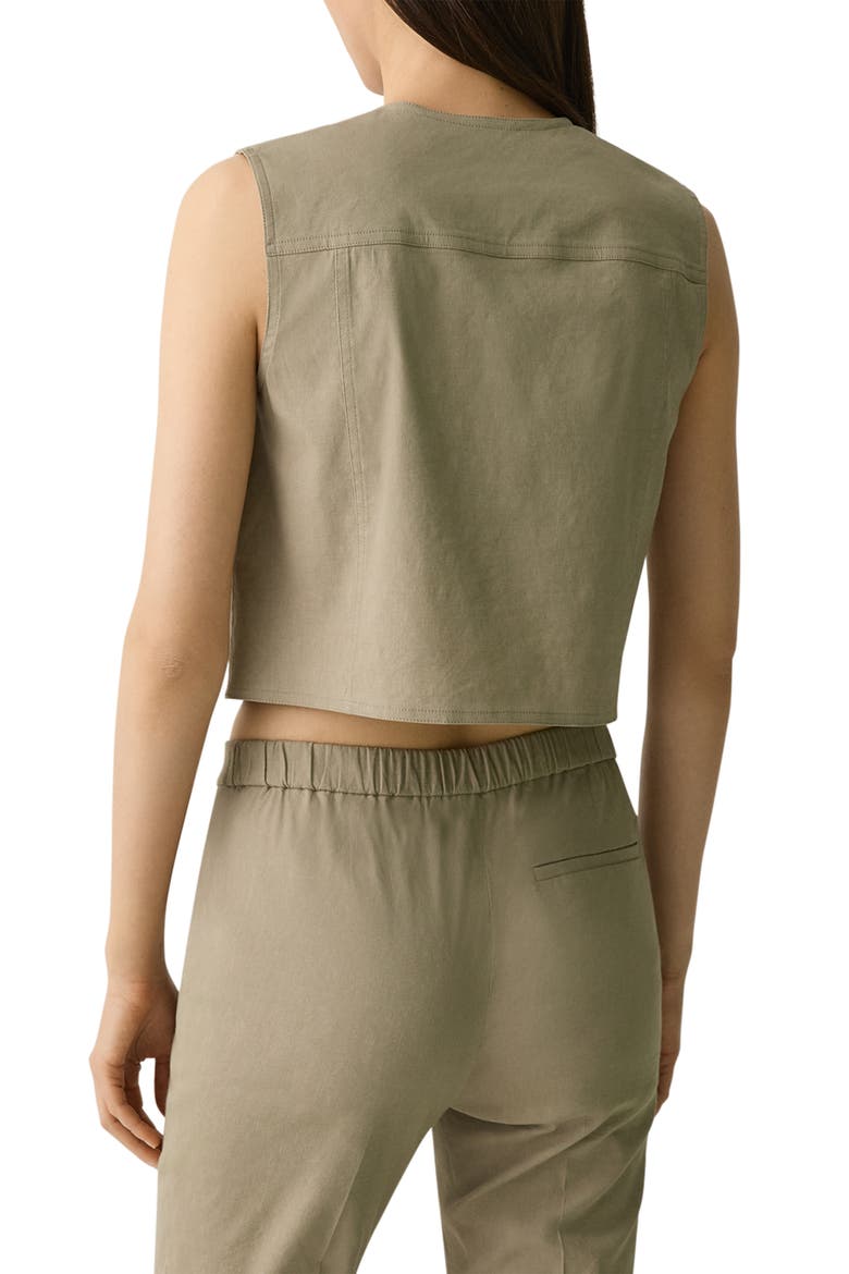 Linen Blend Trucker Vest, Alternate, color, SOFT TAUPE