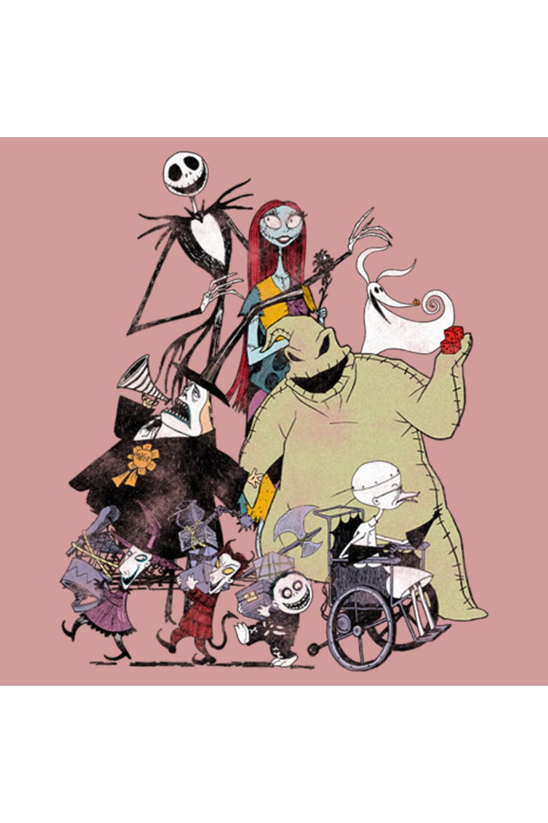 Women's The Nightmare Before Christmas Group Character Shot T-Shirt, Alternate, color, Desert Pink