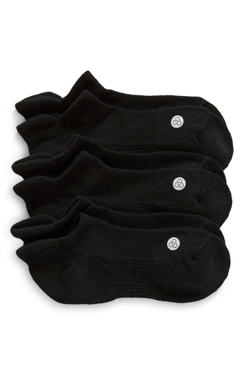 Zella 3-Pack Tab Ankle Socks, Main, color, Black