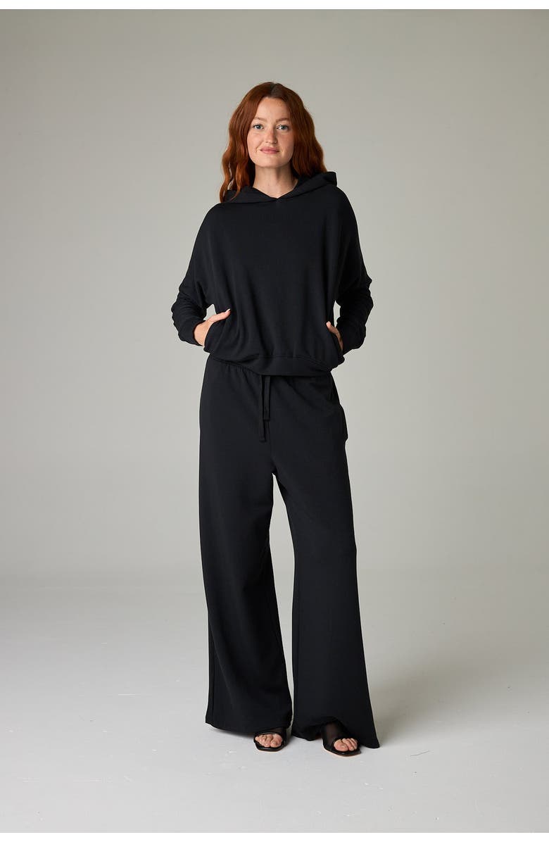 eavolu Baikal Eco-Luxe Fleece Dolman Crop Hoodie - Cloud-Soft Comfort, Main, color, Coal Black