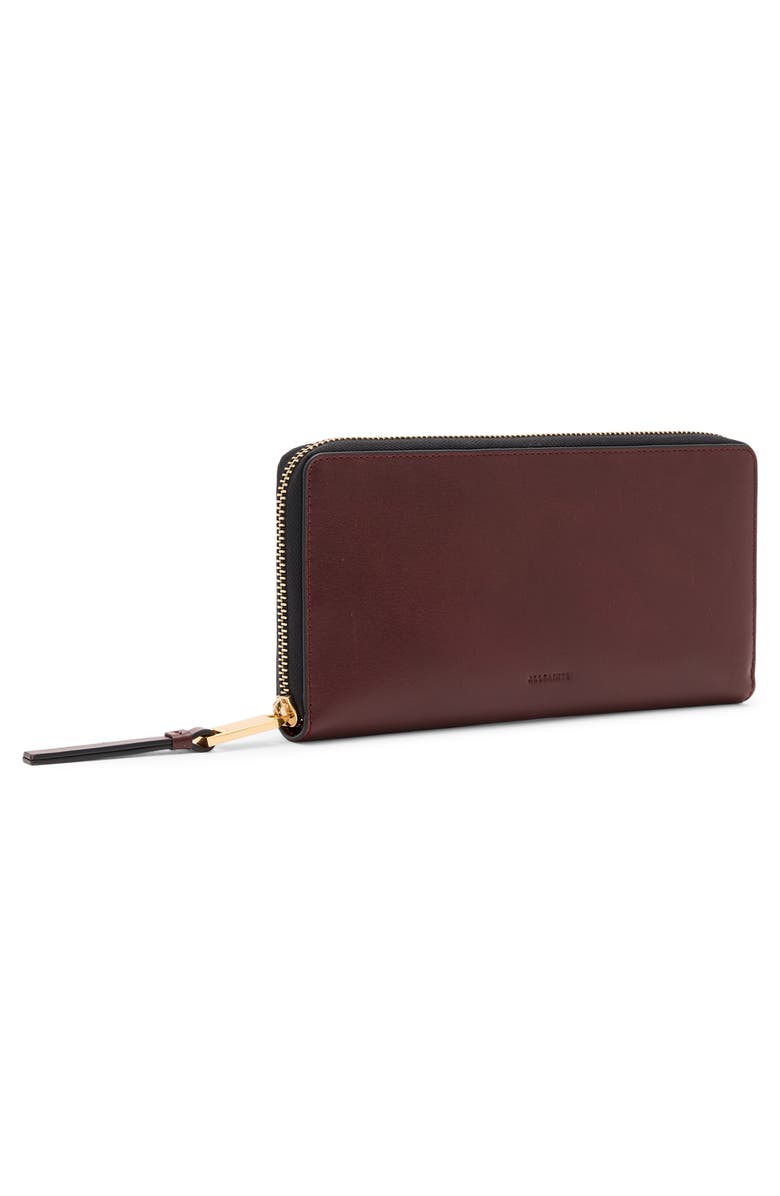 AllSaints Leather Travel Wallet, Alternate, color, Dark Red