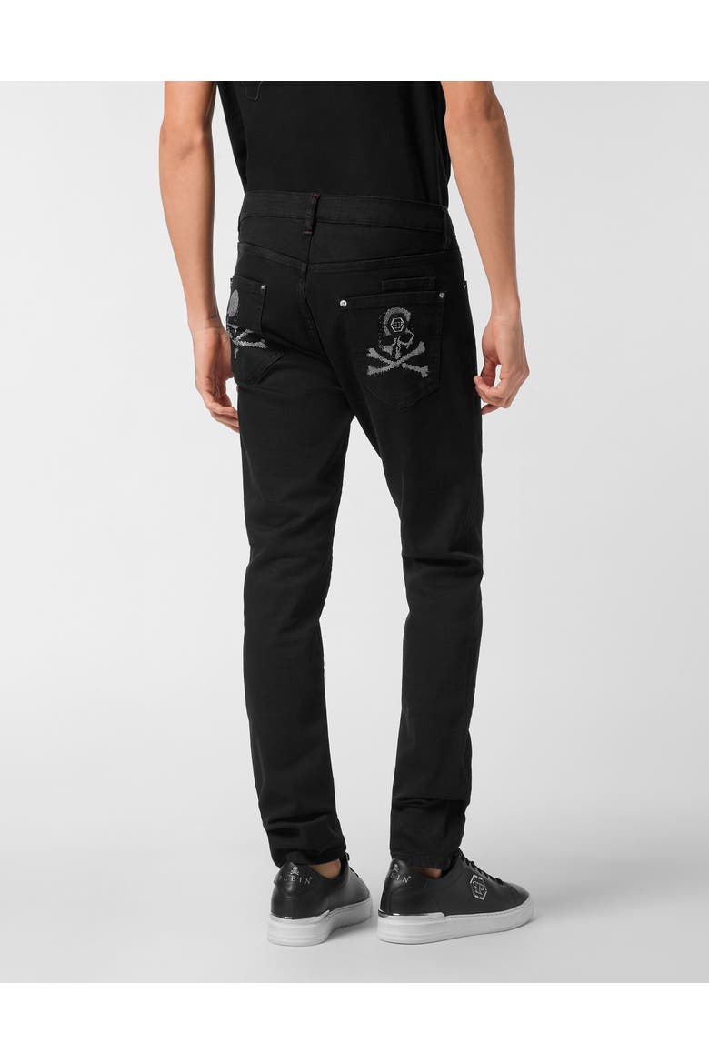 Denim Trousers Super Straight Cut Skulls Men, Alternate, color, SummerNight
