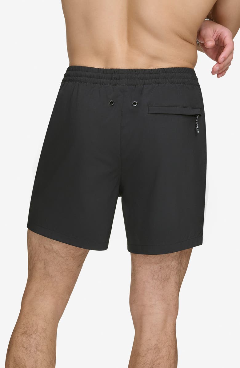 DKNY Modern Paisley Swim Trunks, Alternate, color, Jet Black
