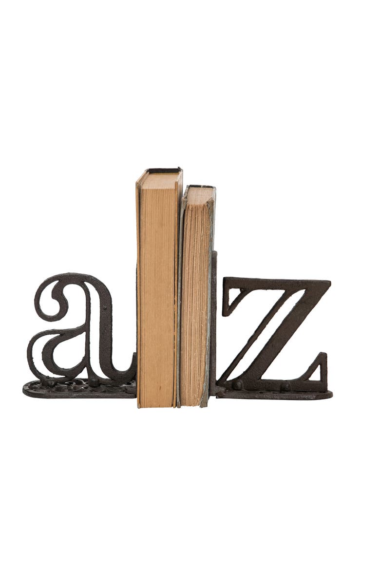 Metal Brown A and Z Bookends, Main, color, Brown