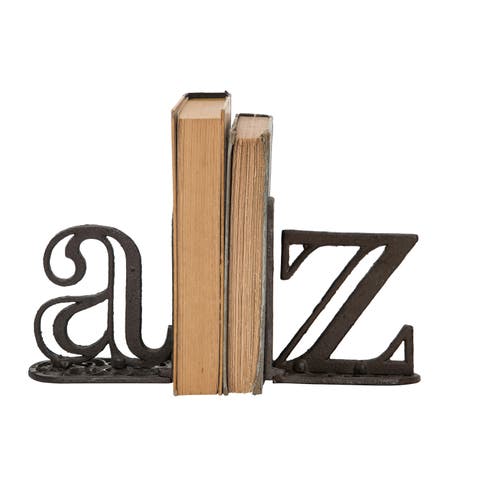 Metal Brown A and Z Bookends