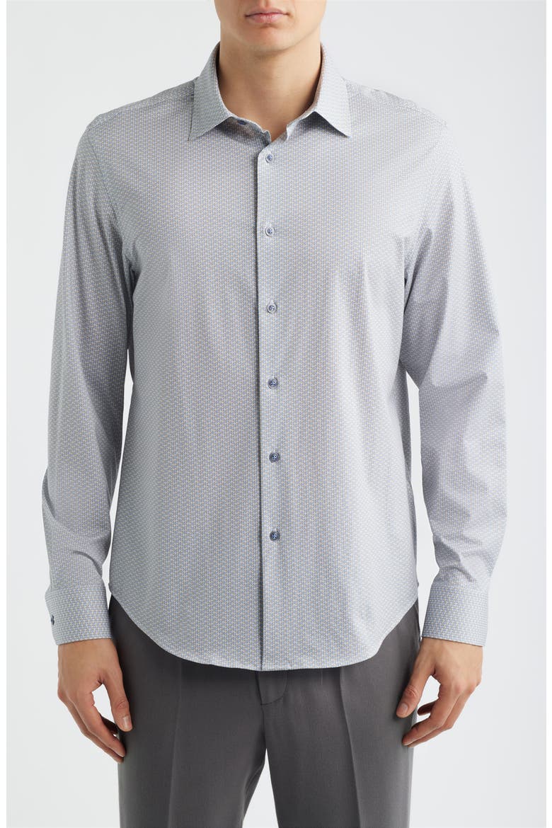 James OoohCotton® Geo Print Button-Up Shirt, Main, color, SAND/ BLUE