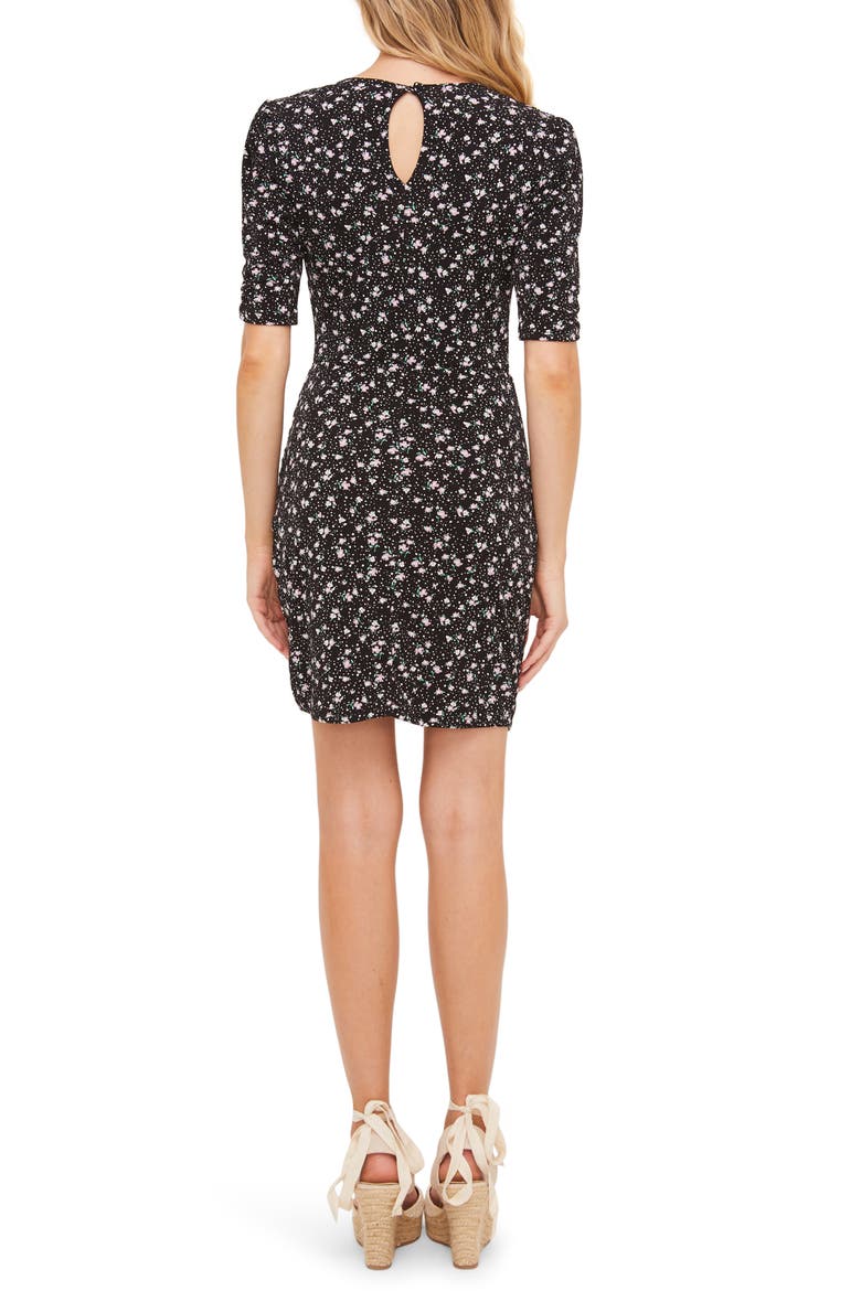 Ruched Detail Minidress, Alternate, color, BLACK DITSY