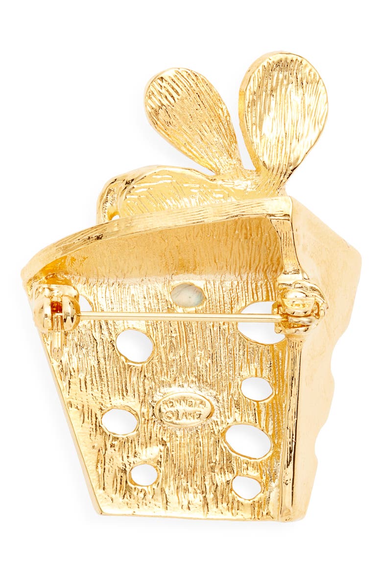 Mouse & Cheese Pin, Alternate, color, GOLD