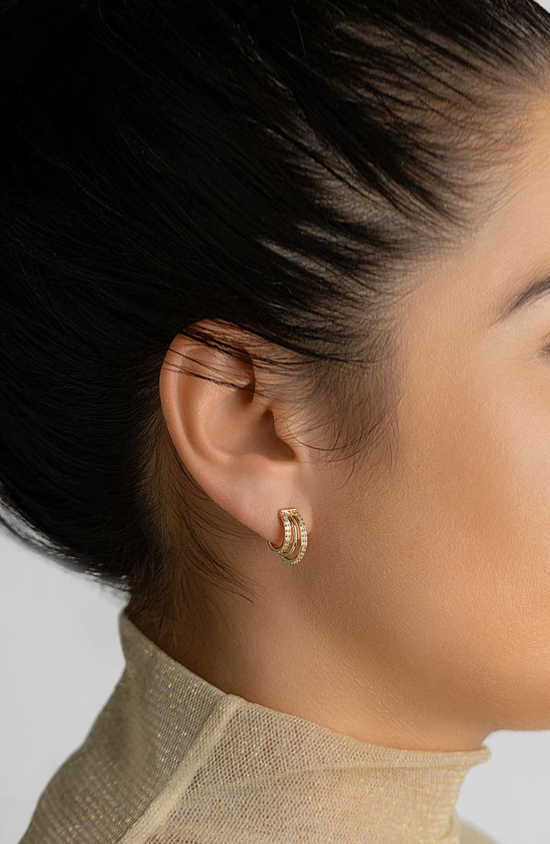 Adornia Pavé Crystal Triple Huggie Hoop Earrings, Alternate, color, 