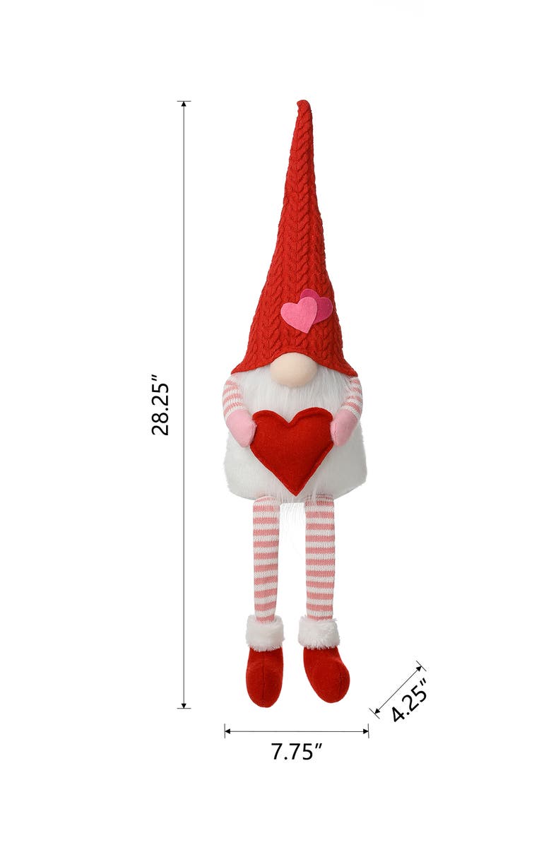 Glitzhome 28.25"H Fabric Valentine
s Gnome Shelf Sitter with Dangling Legs, Alternate, color, Red