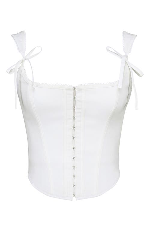 House Of Cb Kikki Bow Crop Lace-up Stretch Cotton Twill Corset Top