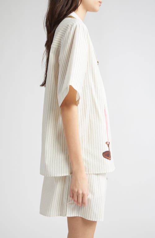 Stine Goya Candle Detail Stripe Organic Cotton Button-up Shirt