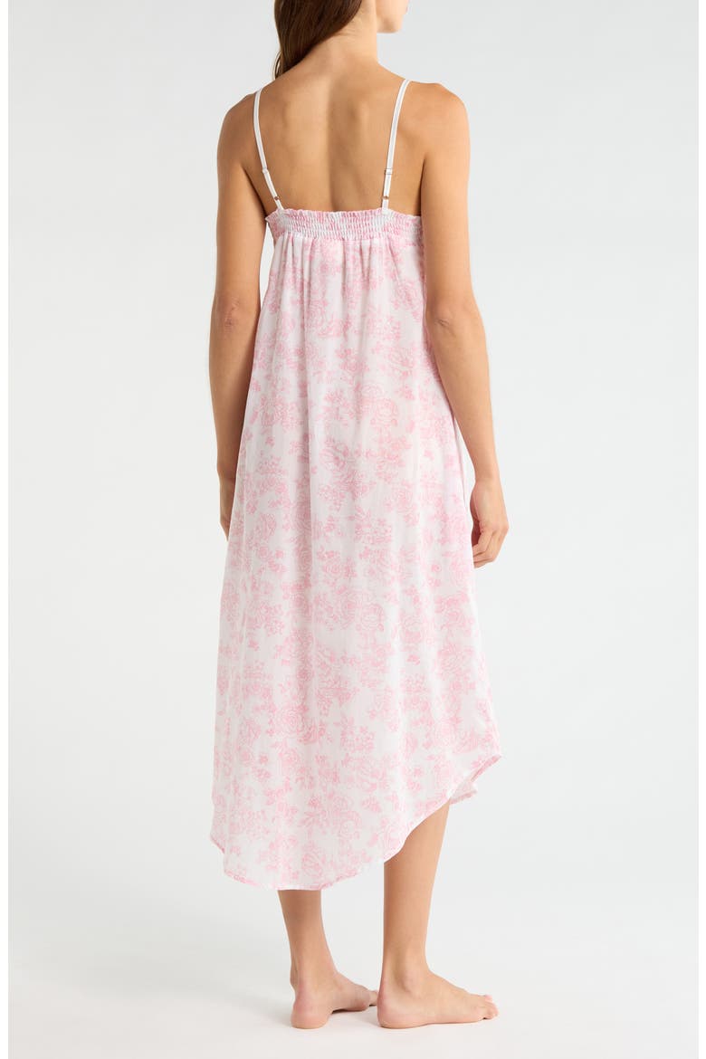 Nostalgia Floral Lace Trim Cotton Voile Nightgown, Alternate, color, DESERT ROSE