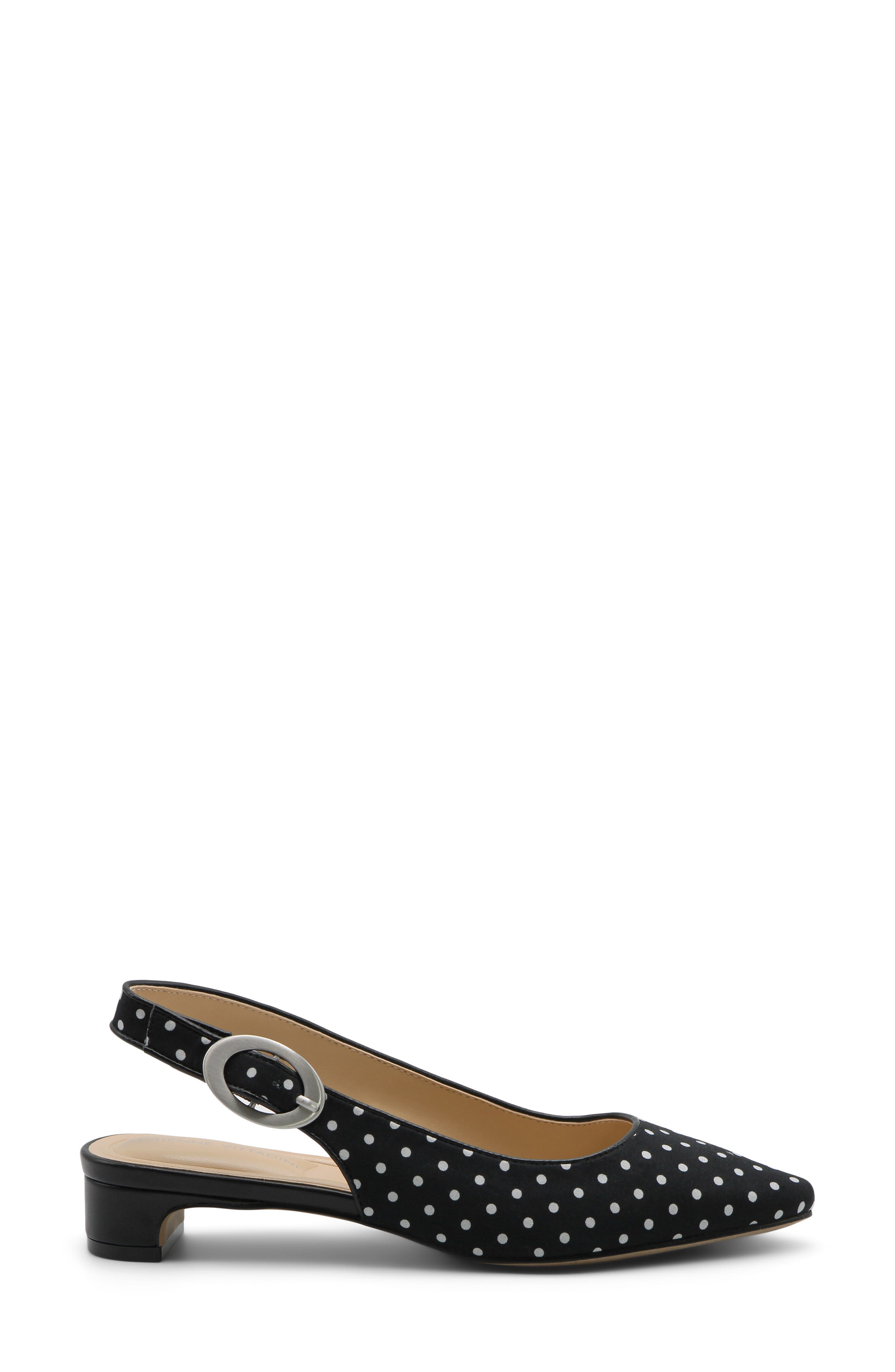 Adrienne Vittadini Papina 2 Pointed Toe Slingback Pump, Alternate, color, White Black Dot