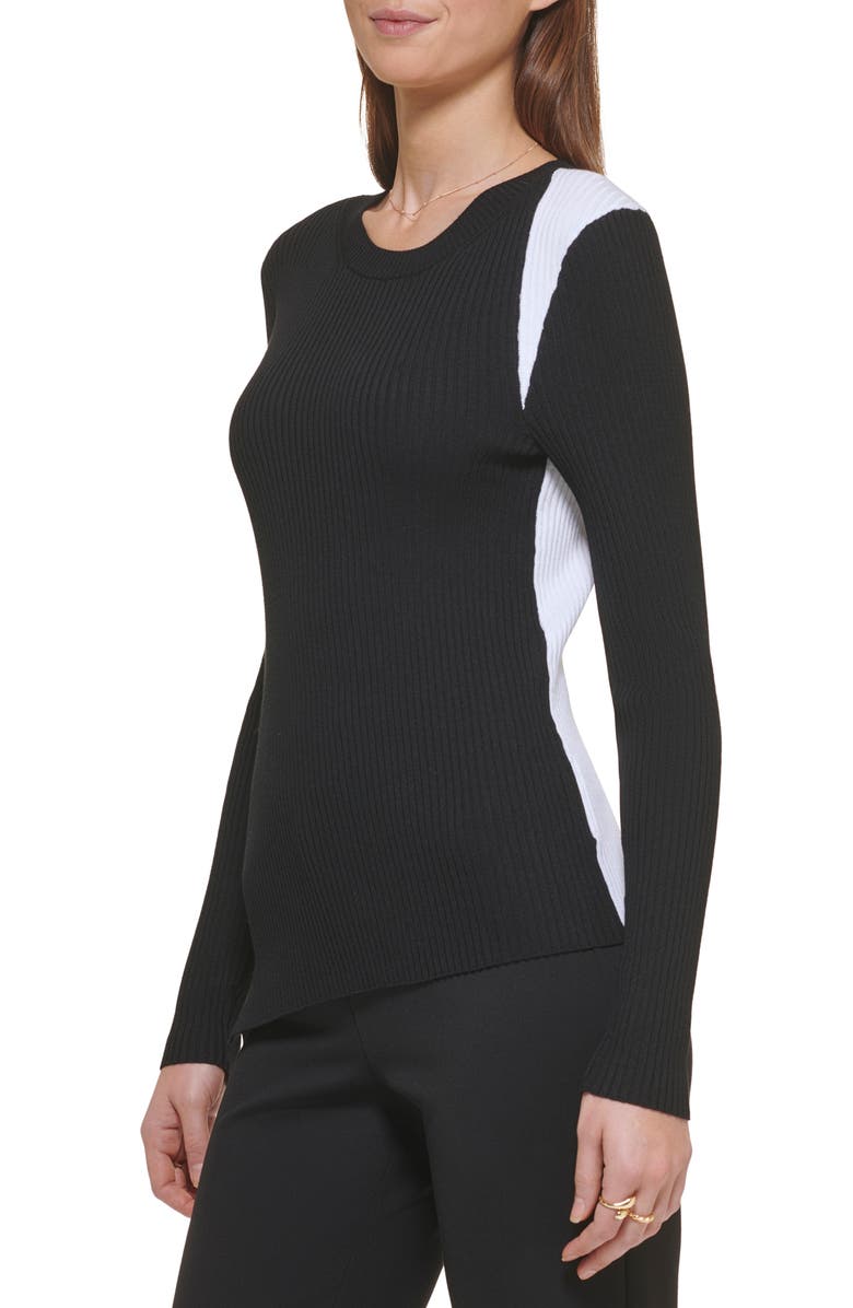 DKNY Contrast Shoulder Long Sleeve Top, Alternate, color, 