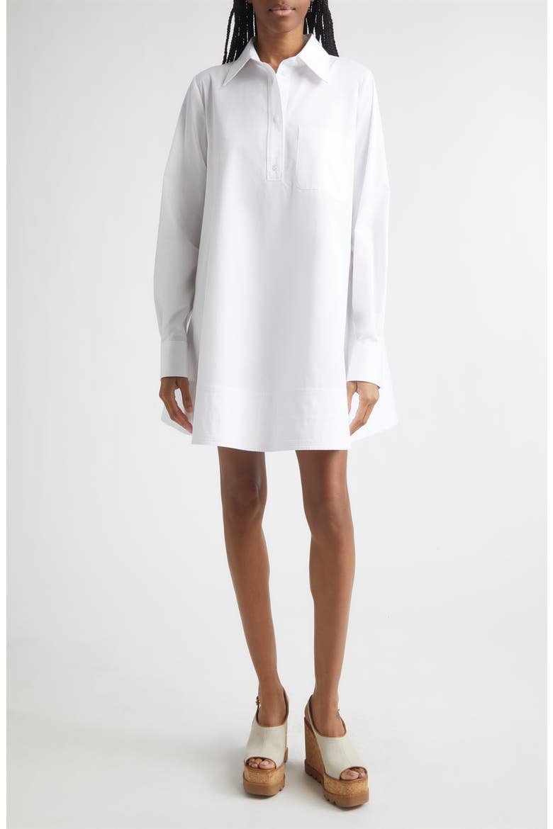 Long Sleeve Poplin Mini Shirdress, Alternate, color, PURE WHITE