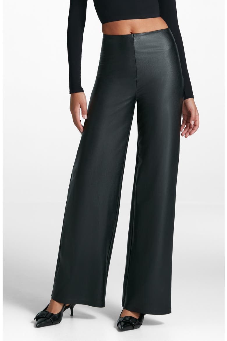 Wide Leg Faux Leather Pants, Main, color, BLACK