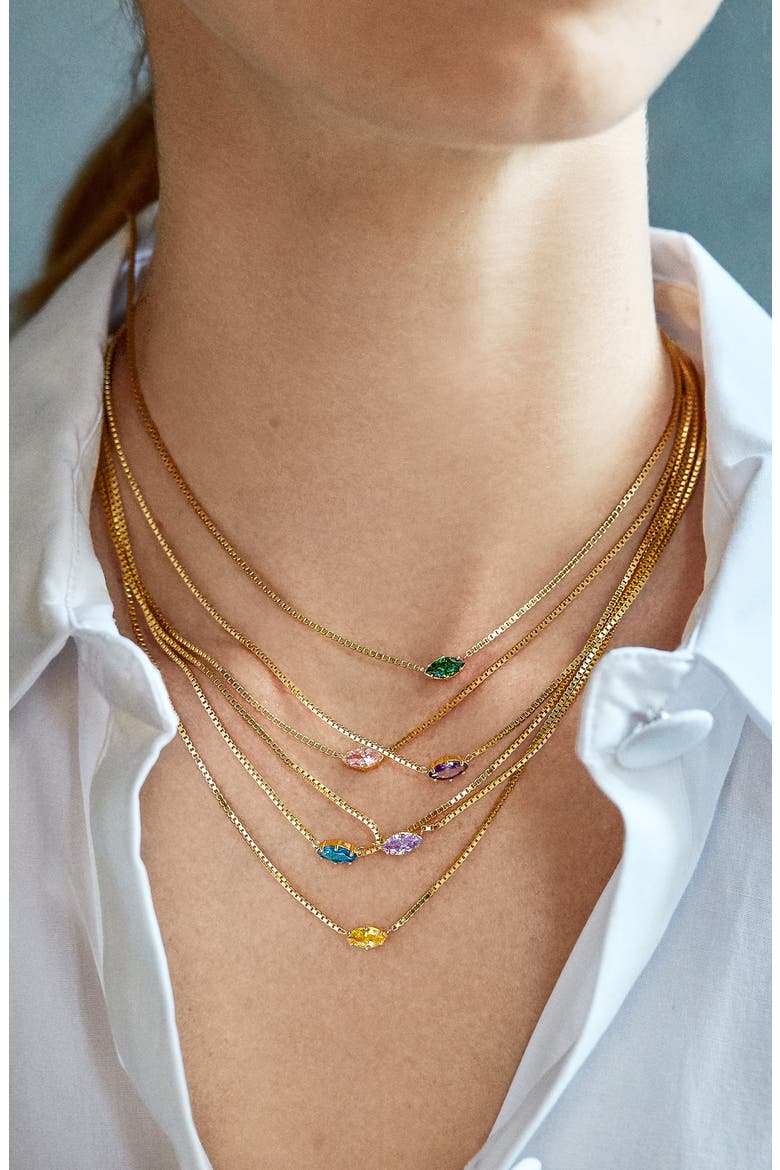 Nascita Gold Vermeil Birthstone Pendant Necklace, Alternate, color, EMERALD