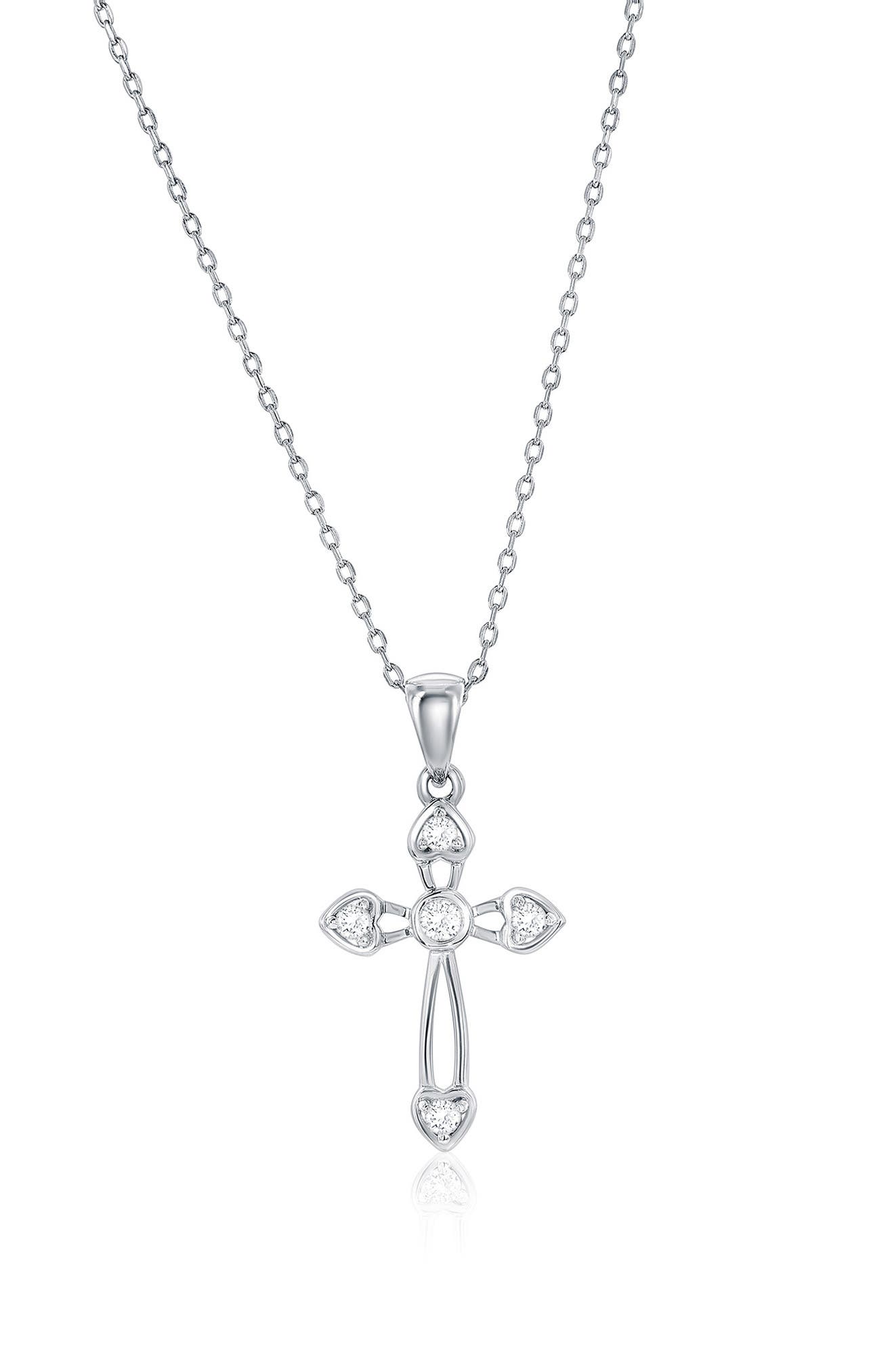 Sterling Silver CZ Cross Necklace