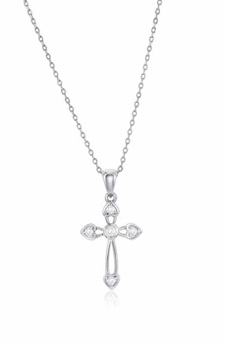 Sterling Silver CZ Cross Necklace