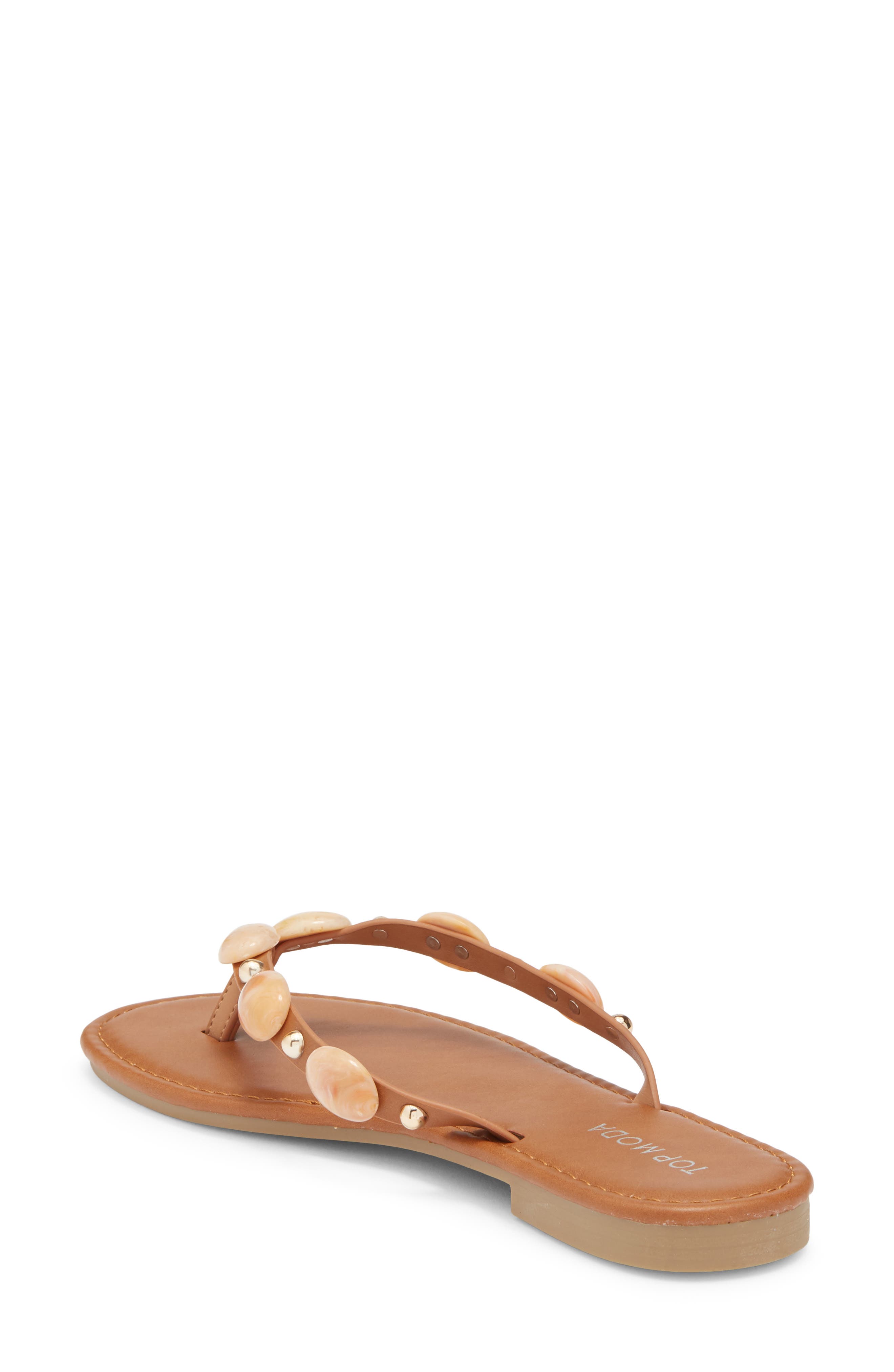 TOP MODA Aria Studded Flip Flop, Alternate, color, Tan Pu