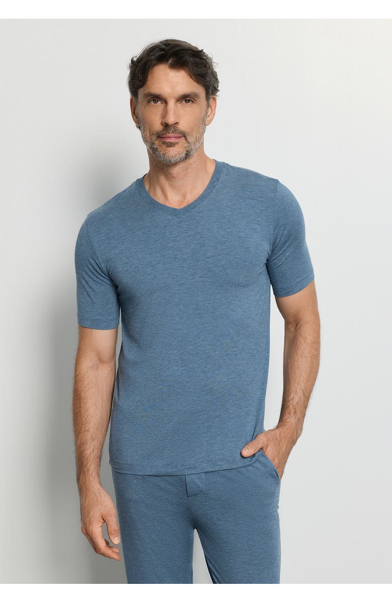 Hanro Casuals Soft V-Neck T-Shirt, Alternate, color, Retro Blue Melange