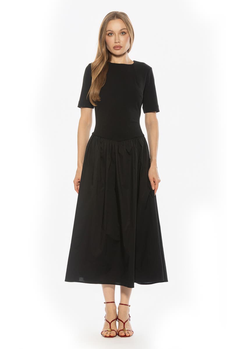 Alexia Admor Rowan Crewneck Midi Dress, Alternate, color, Black