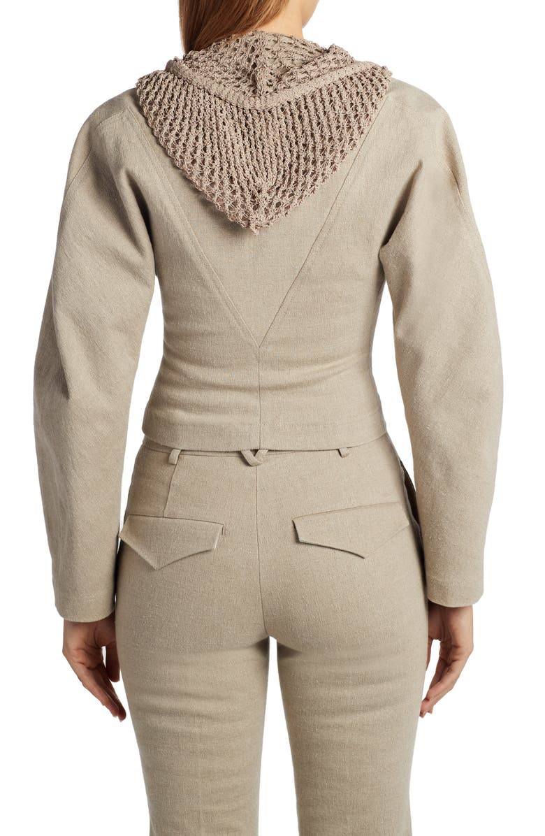 Bottega Veneta Crop Stretch Linen Jacket, Alternate, color, 