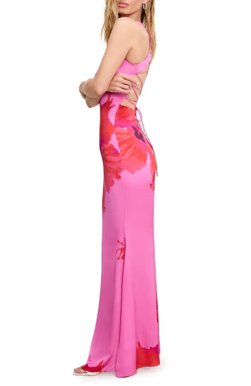 GOOD AMERICAN GOOD AMERICAN SATIN LACE-UP MAXI SLIPDRESS 