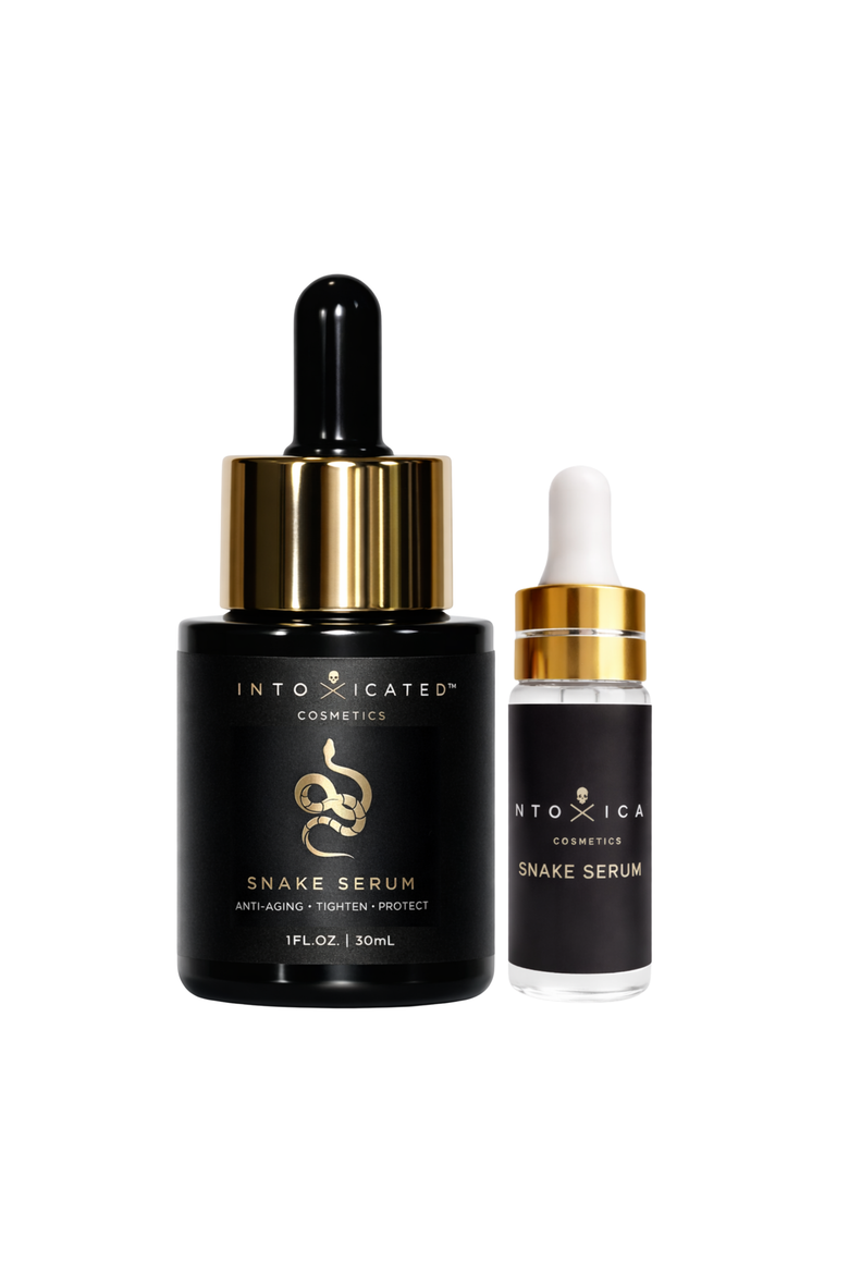 Snake Serum + Mini Snake Serum|  Full Size 1 fl oz/ 30 ml & Travel Size 0.17oz/5ml | Anti-Aging Formula with Vegan Snake Peptides | Hydrating Hyaluronic Acid | Niacinamide for Radiant Skin Repair, Main, color, None