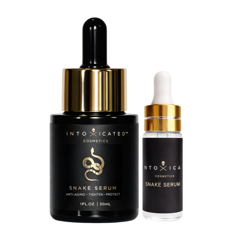 Snake Serum + Mini Snake Serum|  Full Size 1 fl oz/ 30 ml & Travel Size 0.17oz/5ml | Anti-Aging Formula with Vegan Snake Peptides | Hydrating Hyaluronic Acid | Niacinamide for Radiant Skin Repair