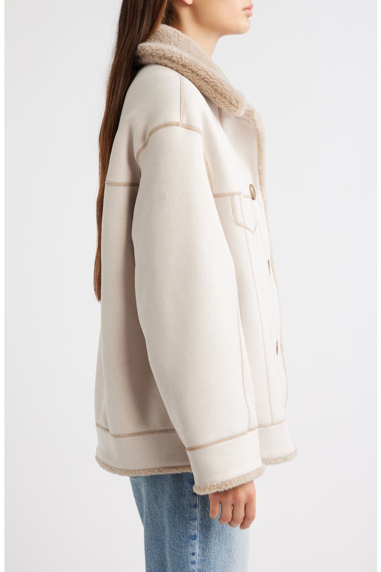 Frankie Reversible Faux Shearling Trucker Jacket, Alternate, color, BLUFF / OYSTER