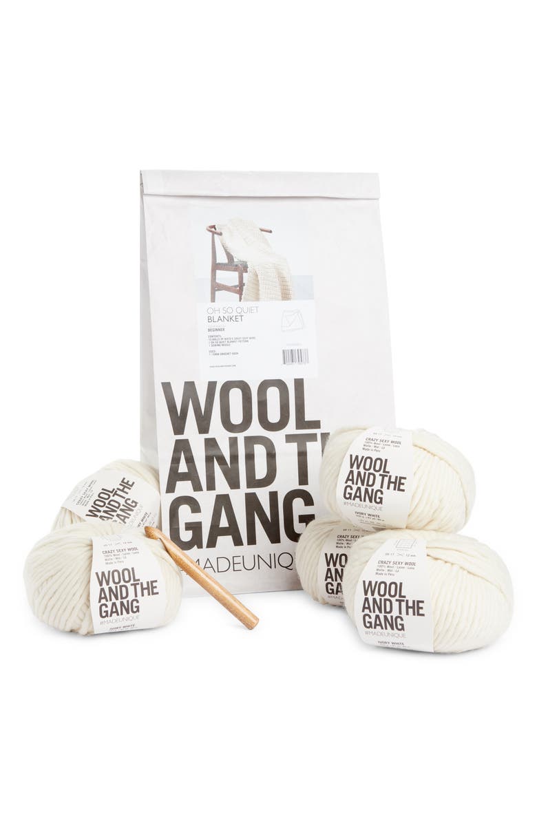 Wool and the Gang Oh So Quiet Throw Blanket Crochet Kit, Main, color,