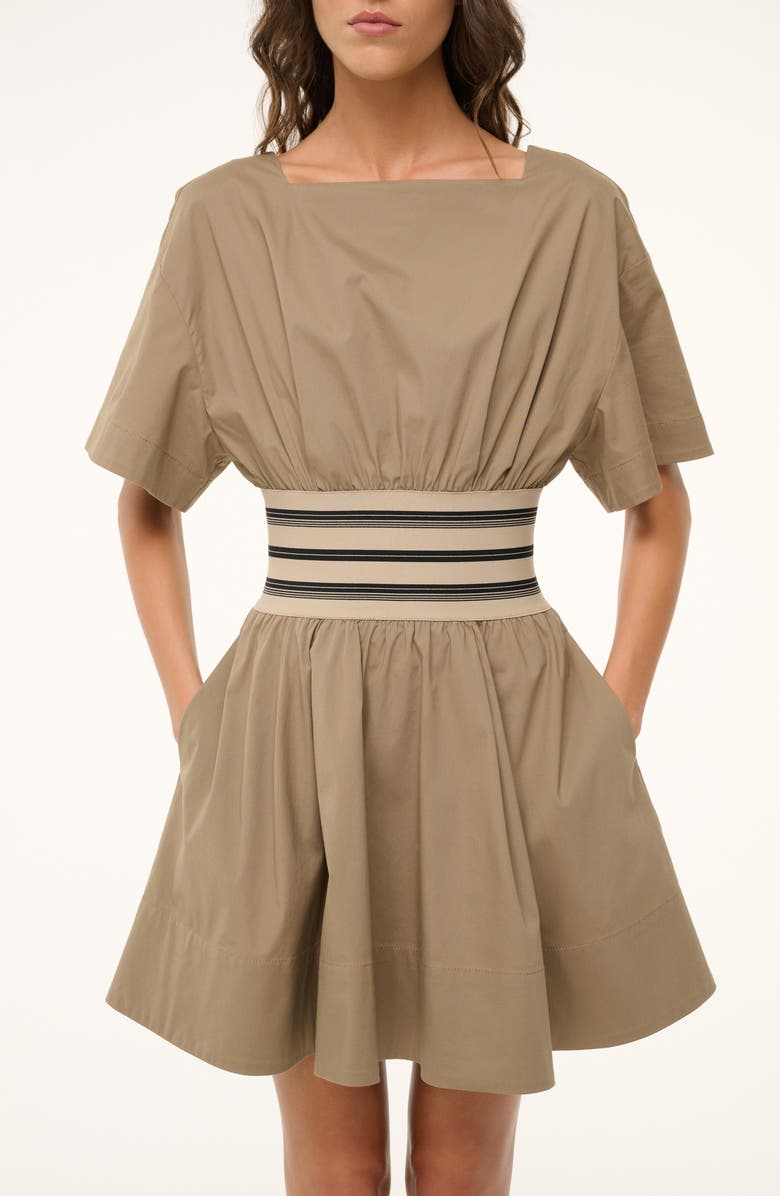 STAUD Amy Contrast Detail Minidress, Alternate, color, Taupe