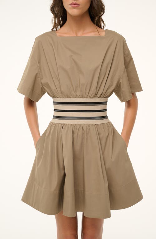 Staud Amy Contrast Detail Minidress In Taupe