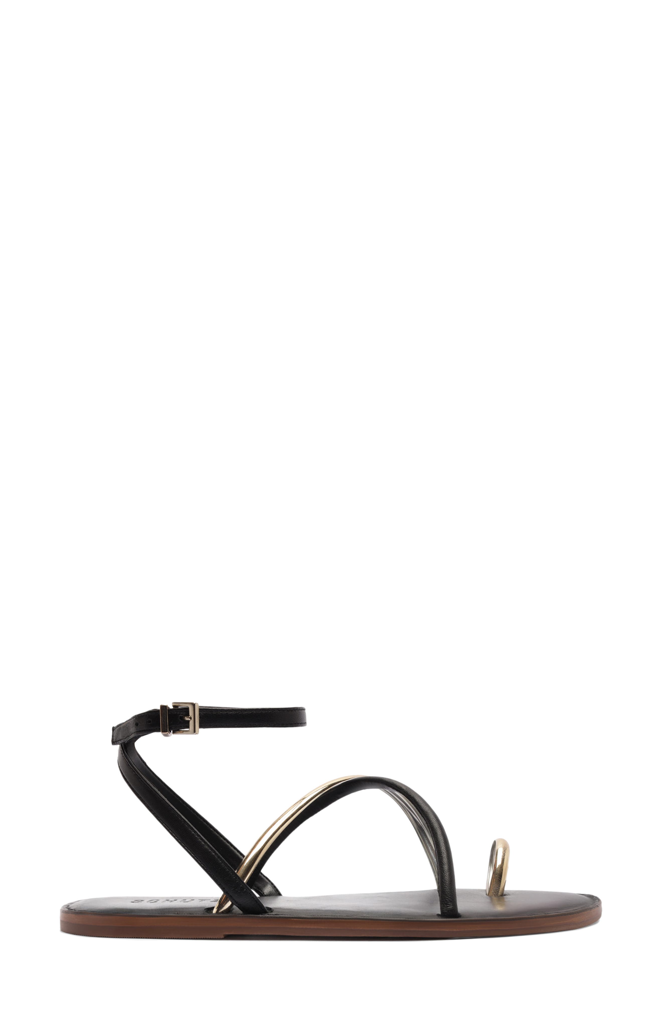 Schutz Valeria Toe Loop Ankle Strap Sandal, Alternate, color, Black