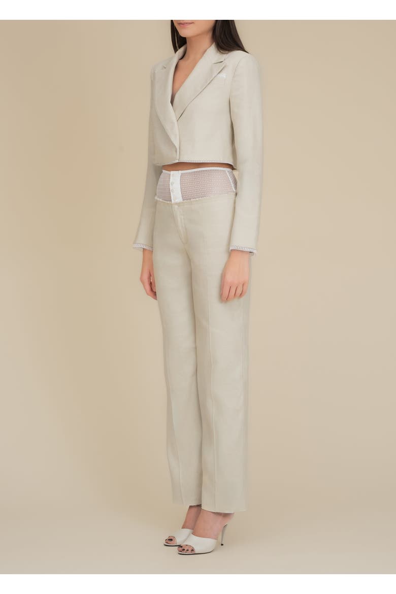 Linen Laissez High-Waisted Stretch Pants, Alternate, color, Beige