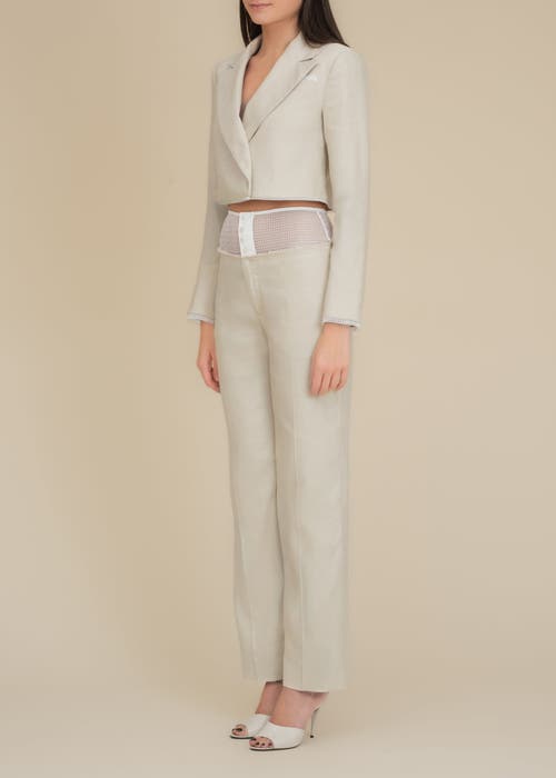 Contessa Mills Linen Laissez High-waisted Stretch Pants In Blue