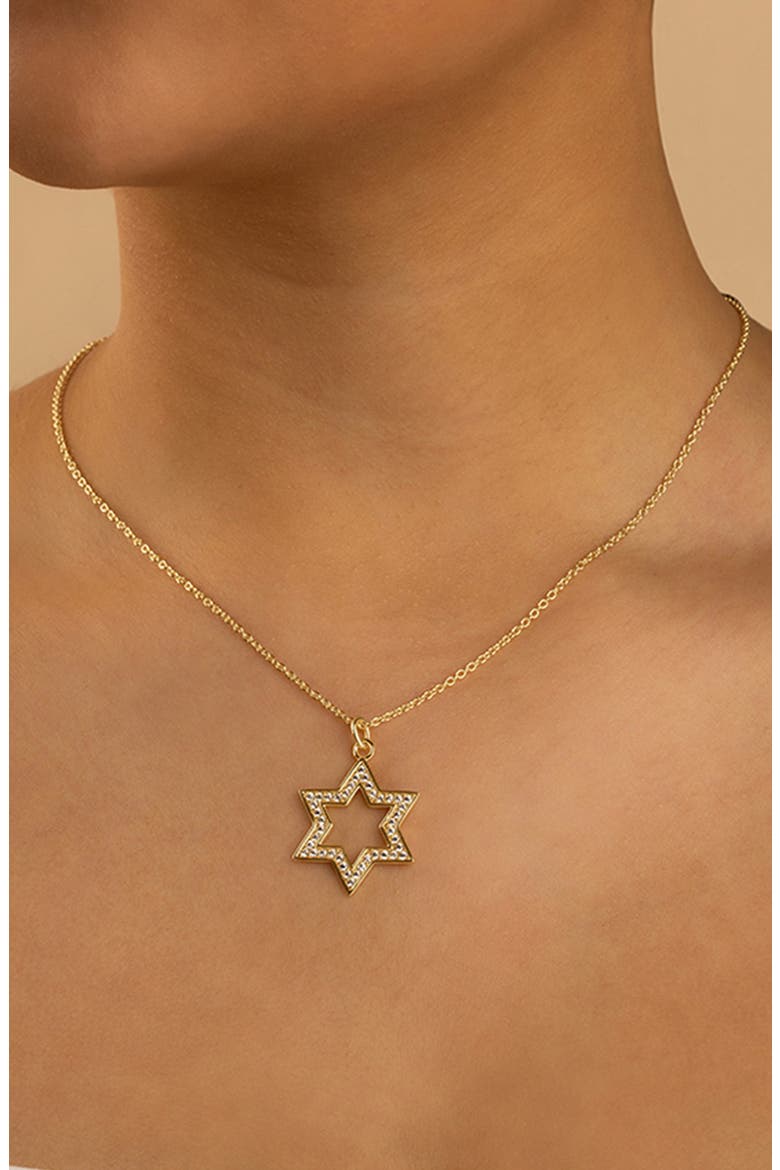 Pave Star of David Pendant Necklace, Alternate, color, GOLD