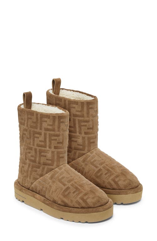 Shop Fendi Après Chic Ff Logo Genuine Shearling Lined Bootie In F0c23 Tabacco/latte