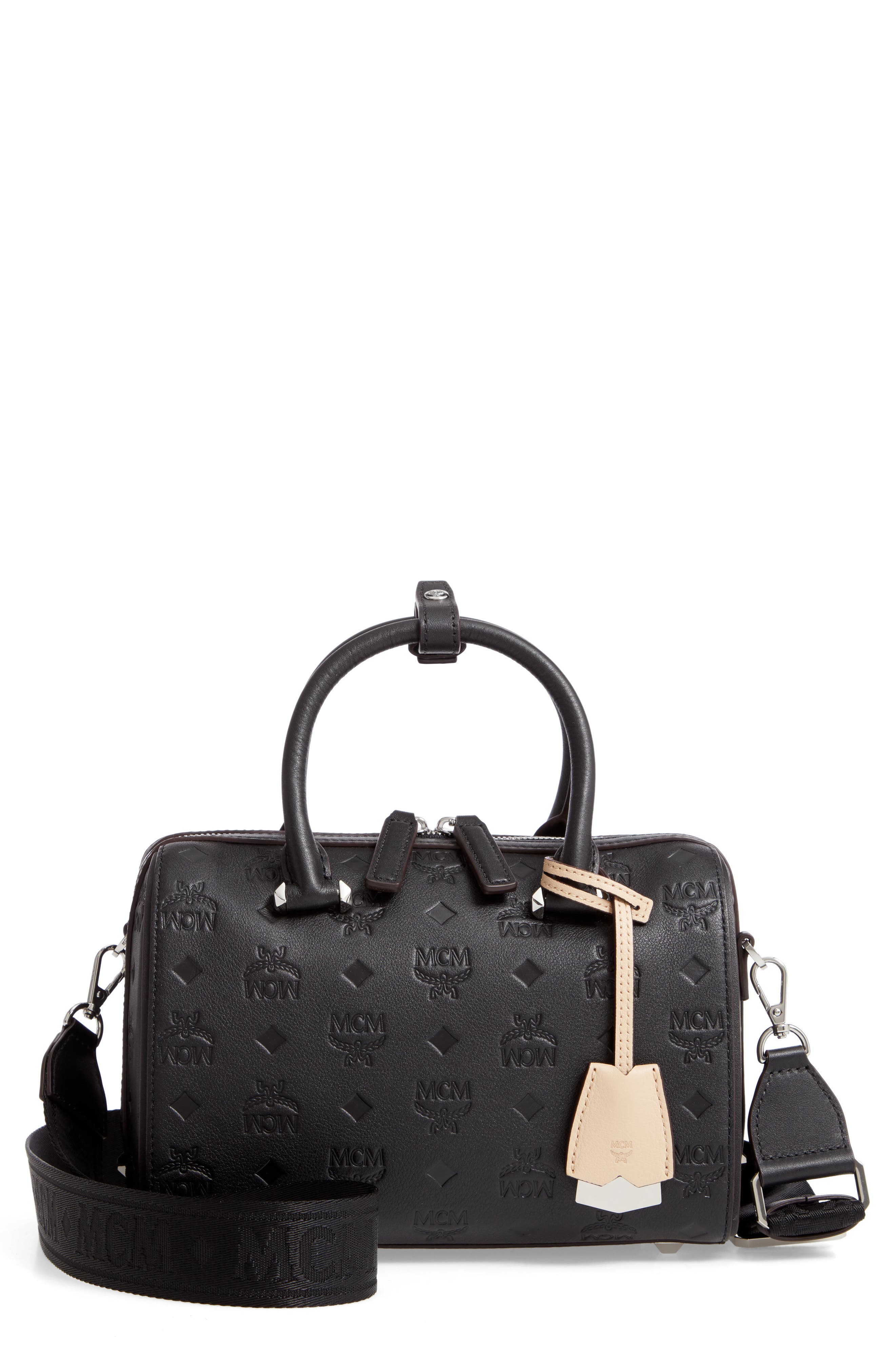 MCM Essential Monogram Leather Satchel, Main, color, 