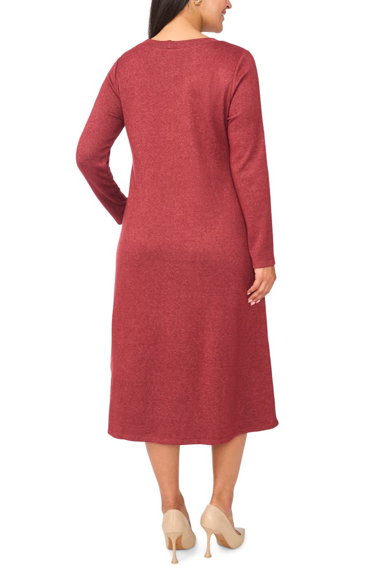 Long Sleeve Midi Dress, Alternate, color, BURGUNDY