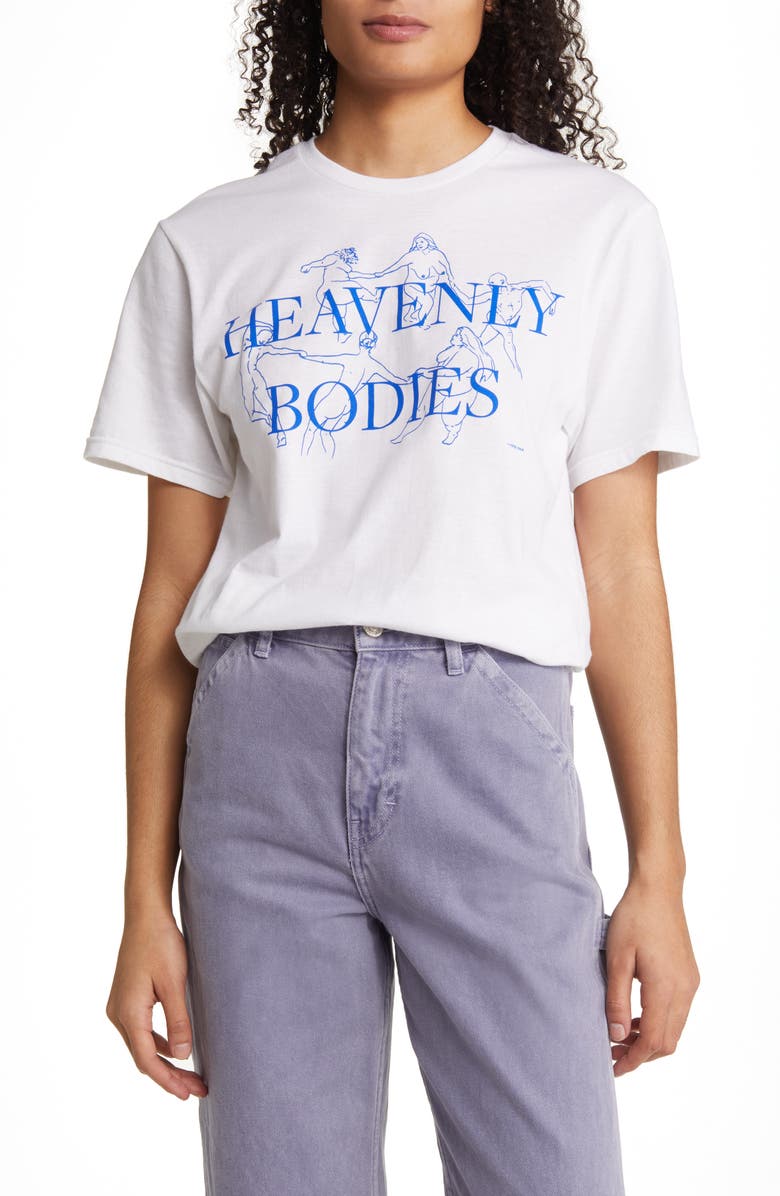 One DNA Gender Inclusive Heavenly Bodies Graphic Tee, Main, color, White