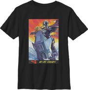 Star Wars: The Mandalorian and Grogu Boy's Star Wars The Mandalorian and Grogu AT RT Escape Comic Art  Graphic T-Shirt