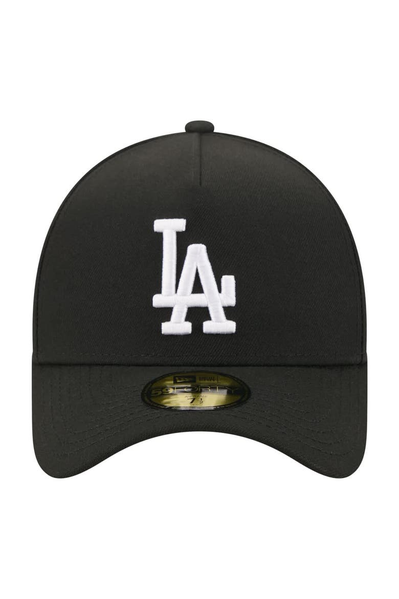 Men's New Era  Black Los Angeles Dodgers A-Frame 59FORTY Fitted Hat, Alternate, color, Black