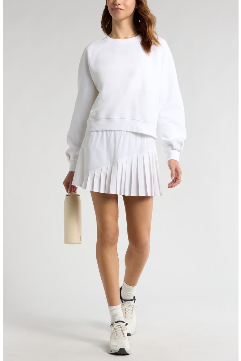 Cloud Fleece Ruched Sleeve Sweatershirt, Alternate, color, WHITE